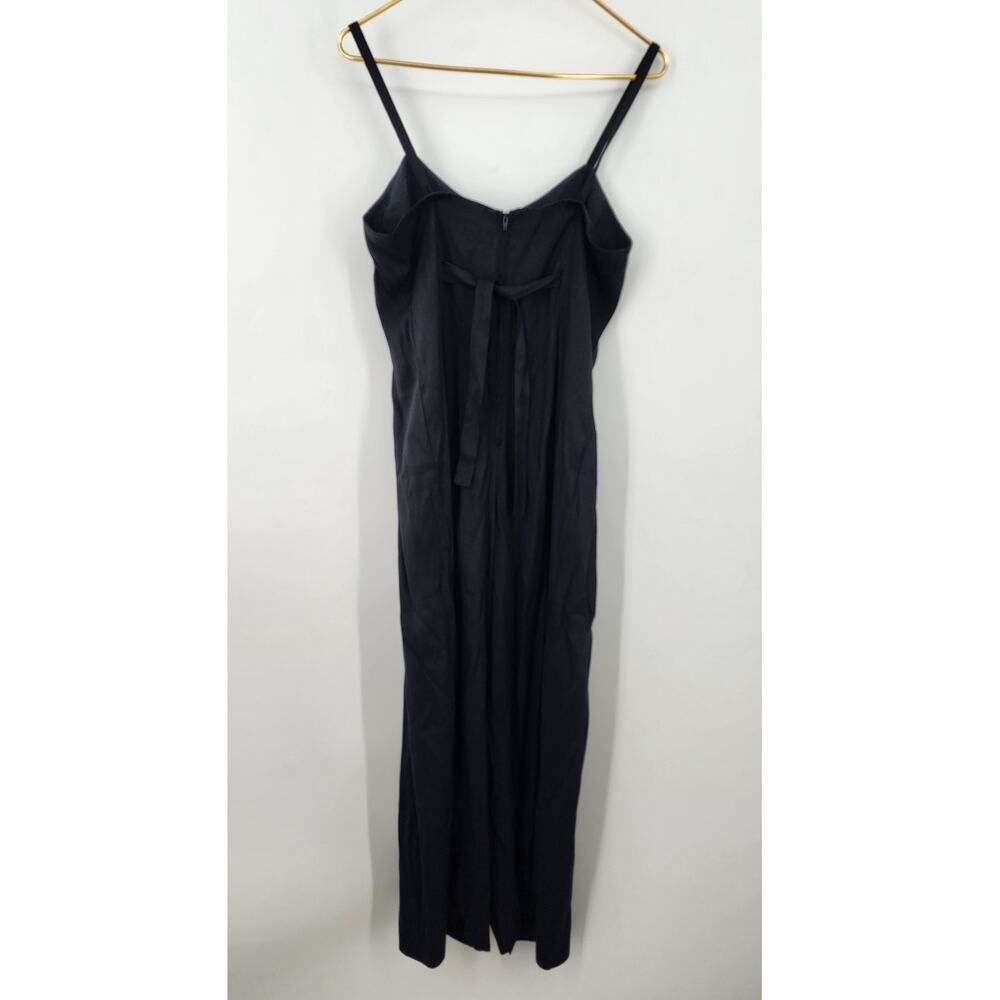 Vintage Jeffrey & Diana Black Wide Leg Jumpsuit Black Floral‎ Roset Size 6 - Picture 3 of 10